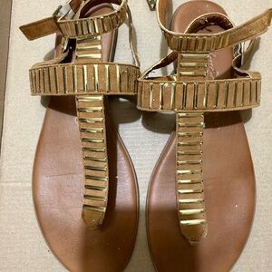 Gold and Tan Women's Sandals